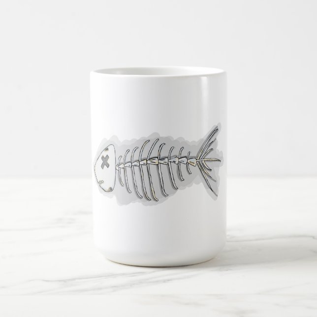 Fish Bones Skeleton Halloween Coffee Mug (Center)