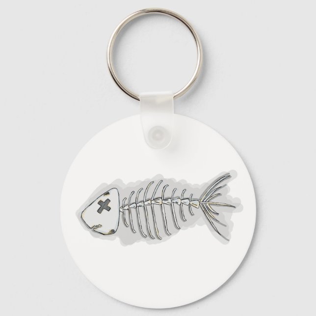 Fish Bones Skeleton Halloween Keychain (Front)