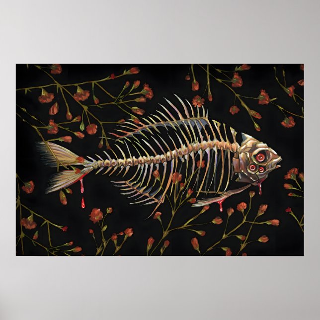Fish Bones with flowers - 5x7in mini print only 1 (Front)