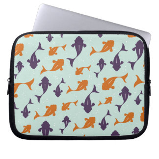 Fish Bowl | Aqua Orange Pattern Design Laptop Sleeve