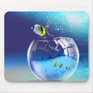 Fish Bowl on Ocean Bottom Mouse Pad