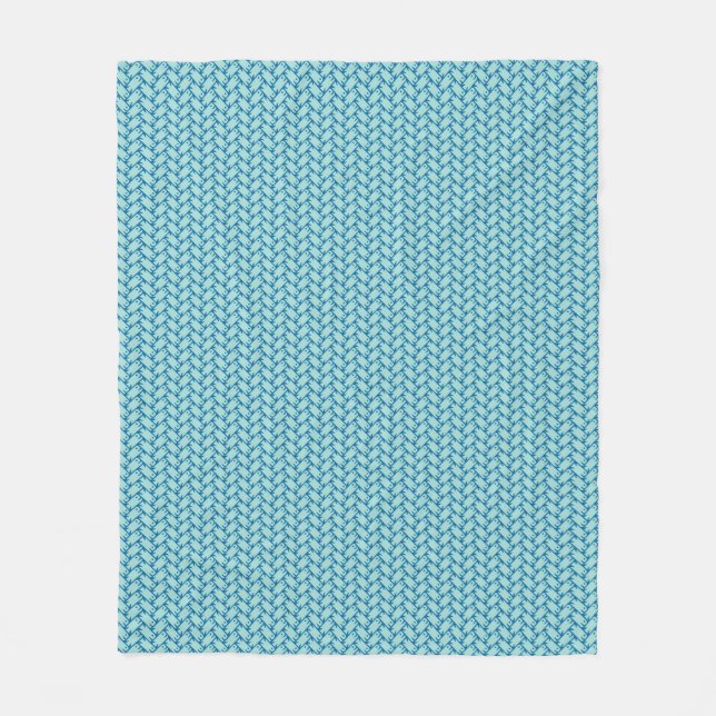 Fish Braid Aqua Blue Fleece Blanket (Front)