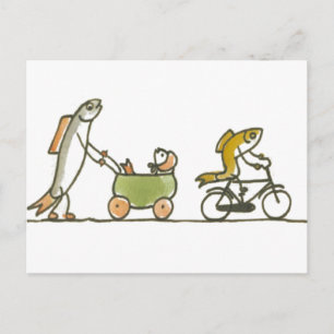 Fish Buggy and Bike Postcard
