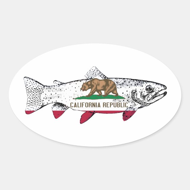 Fish California Trout Oval Sticker (Front)