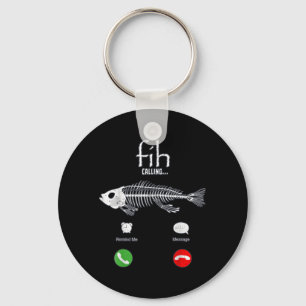 Fish Calling Halloween Funny Fishing Mens Fish Mem Keychain