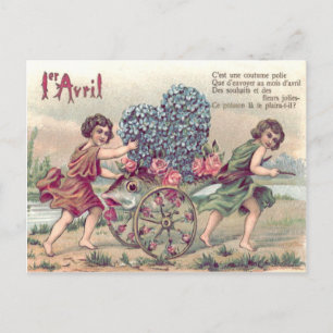 Fish Cart Forget-Me-Not Roses Postcard