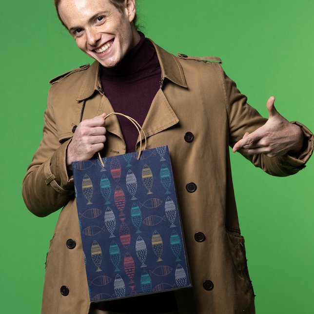 Fish Cartoon Pattern  Large Gift Bag (gift bag, birthday surprise gift bag, teddy bear gift bag, wine gift bag, travel bag, use and throw )