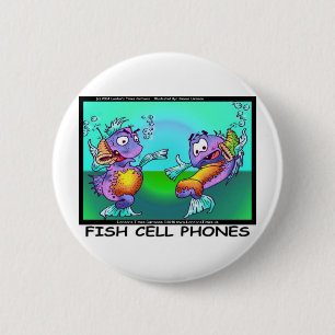 Fish Cell Phones Funny Tees Mugs Cards & Gifts 2 Inch Round Button
