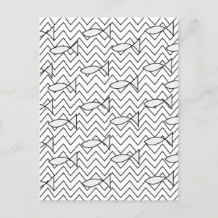 Fish Chevron Stripe Geometric Pattern Postcard