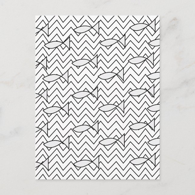 Fish Chevron Stripe Geometric Pattern Postcard (Front)