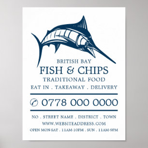 Fish & Chip Shop Restaurant Advertising Poster