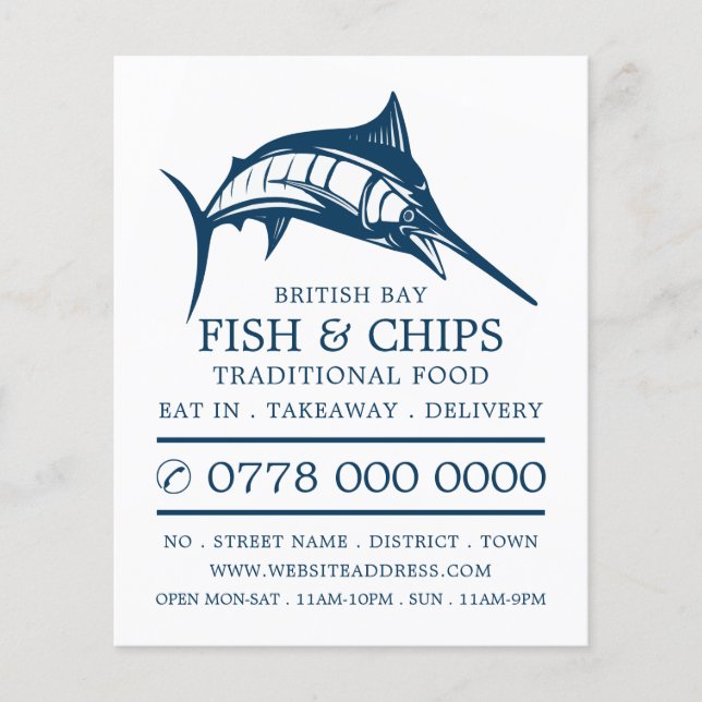 Fish & Chip Shop Restaurant Menu Advertising Flyer (Front)