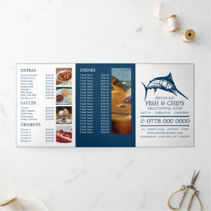 Fish & Chip Shop Restaurant Menu Tri-Fold Flyer