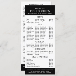 Fish & Chip Shop Restaurant Slimline Menu