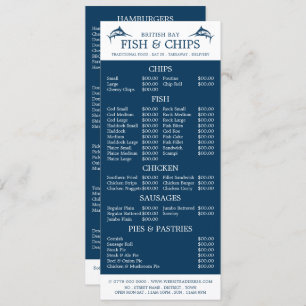 Fish & Chip Shop Restaurant Slimline Menu