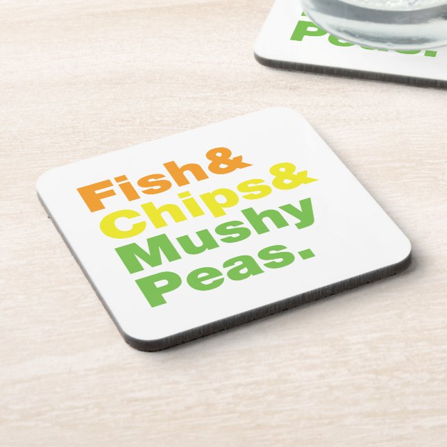 Fish & Chips & Mushy Peas. Coaster (Left Side)