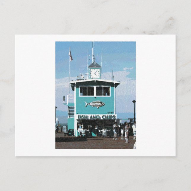 Fish & Chips Restaurant Drawing Postcard (Front)