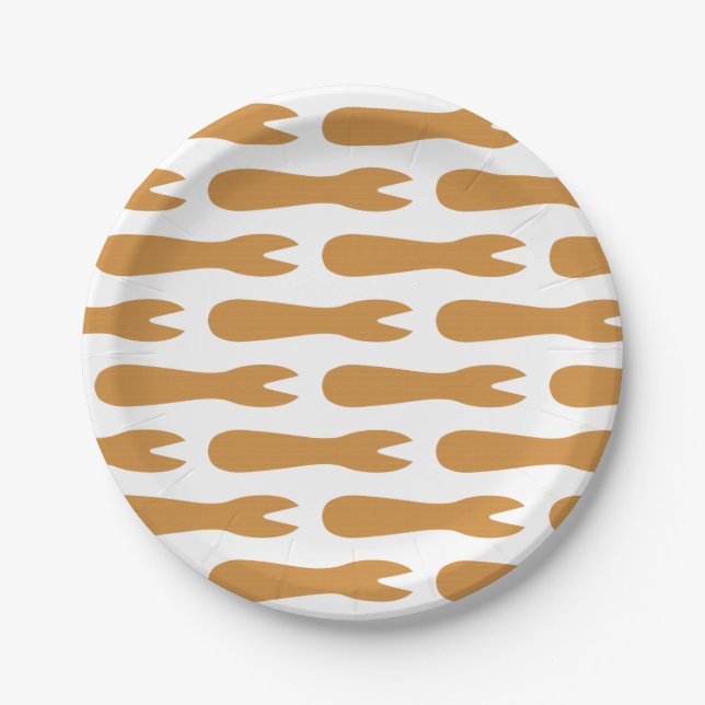 Fish & Chips Shop Wooden Fork Paper Plate (Front)