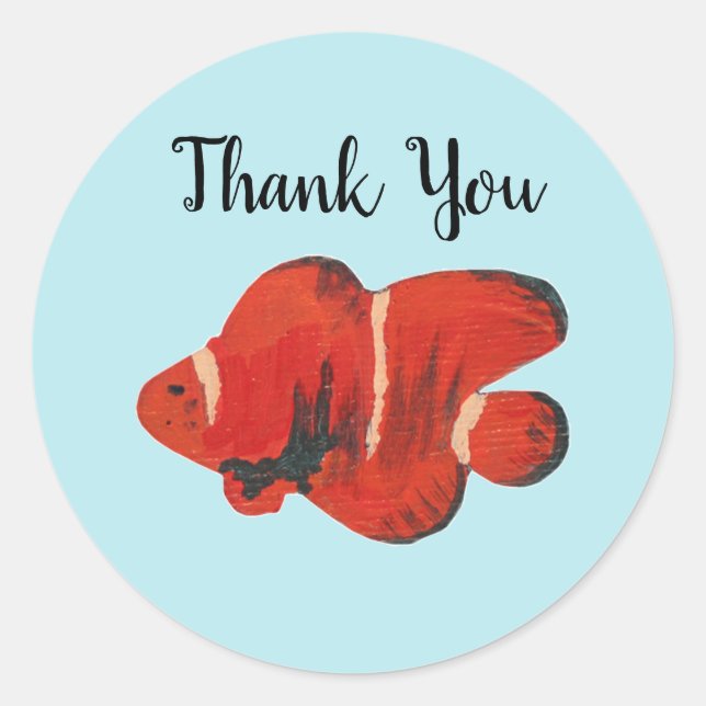 Fish Clownfish Ocean Party Thank You Stickers (Front)