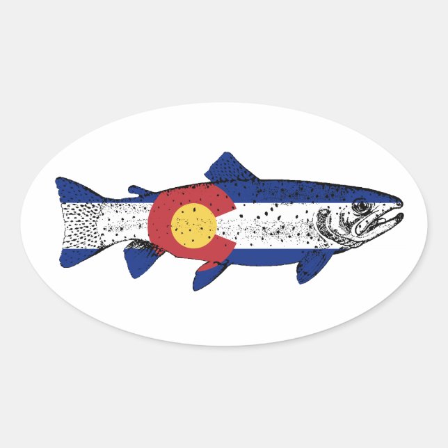 Fish Colorado Oval Sticker (Front)