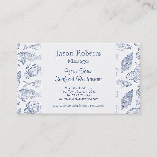 Fish Crab and Seashells Coastal Resort Business Card (Front)