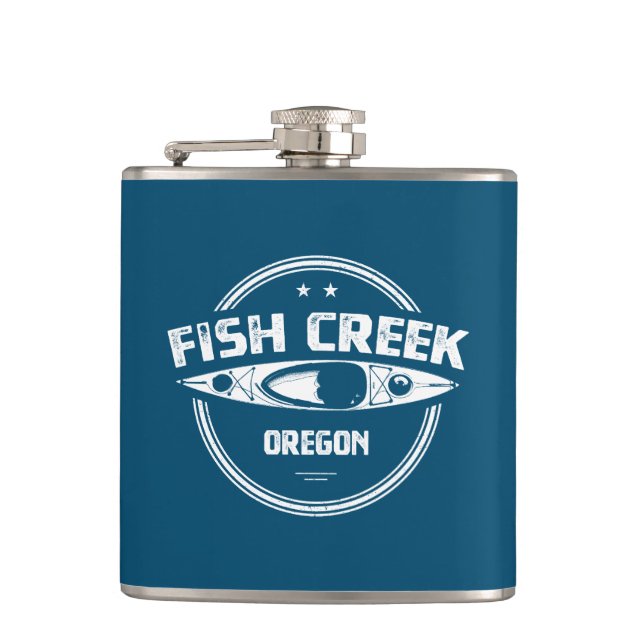 Fish Creek Oregon Kayak Hip Flask (Front)