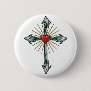 Fish-Cross-Heart 2 Inch Round Button