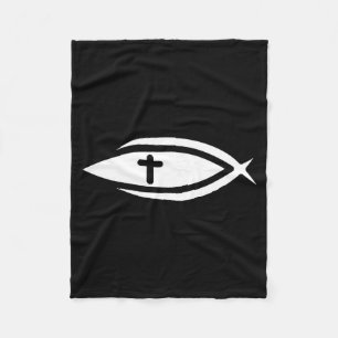 Fish Cross Jesus Christian Prayers Mens Womens Fleece Blanket