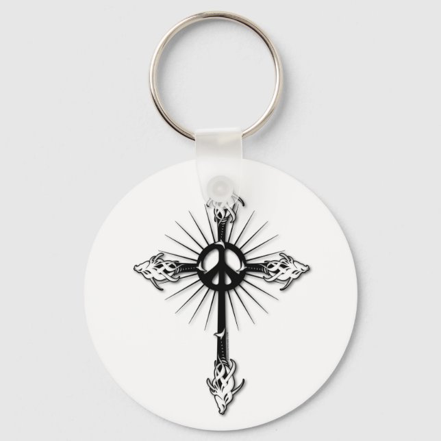 Fish-Cross-Peace Keychain (Front)
