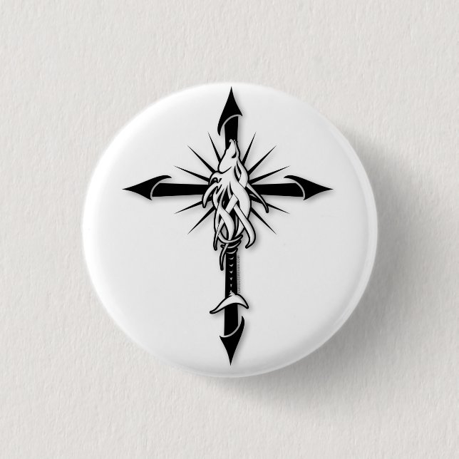 Fish-Cross_Shadow 1 Inch Round Button (Front)
