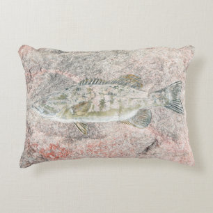 fish design in stone decorative pillow