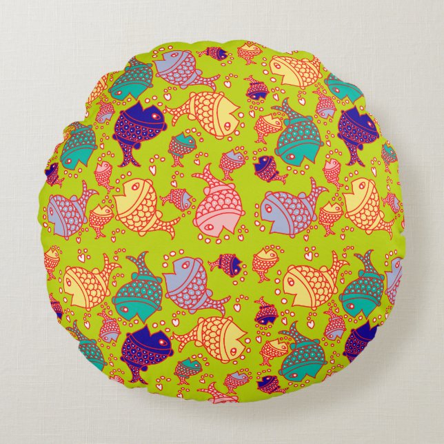 Fish design round pillow (Front)