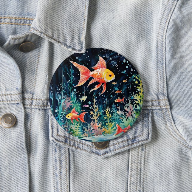 Fish Dreamland, aquarium perfection, 4 Inch Round Button (In Situ)