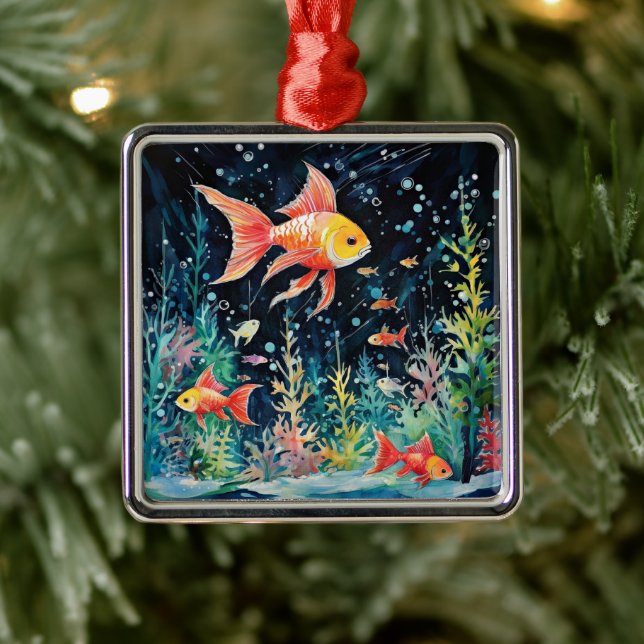 Fish Dreamland, aquarium perfection, Metal Ornament (Tree)