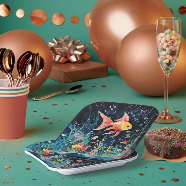 Fish Dreamland, aquarium perfection, Paper Plate (Multi)
