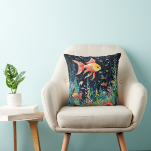 Fish Dreamland, aquarium perfection, Throw Pillow