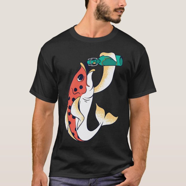 Fish Drinking Beer T-Shirt (Front)