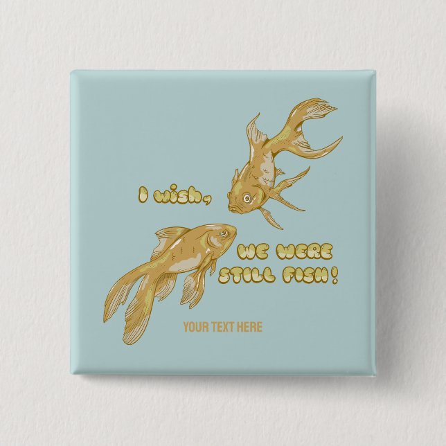Fish evolution funny goldfish 2 inch square button (Front)