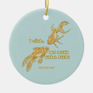 Fish evolution funny goldfish ceramic ornament