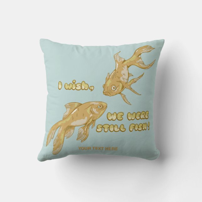 Fish evolution funny goldfish throw pillow (Back)