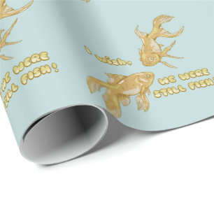 Fish evolution funny goldfish wrapping paper