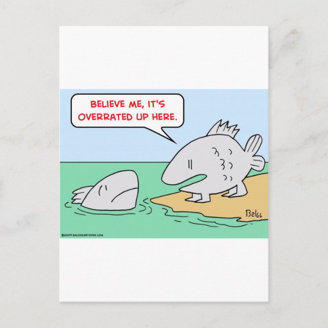 fish, evolution, overrated postcard (Front)