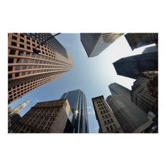 Fish-eye lens of building, Boston, US Poster