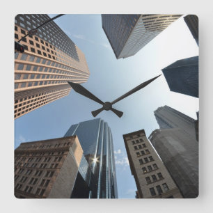Fish-eye lens of building, Boston, US Square Wall Clock