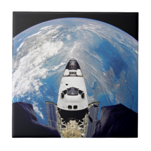 Fish Eye View Space Shuttle Atlantis Earth Orbit Tile