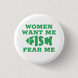 Fish fear me 1 inch round button