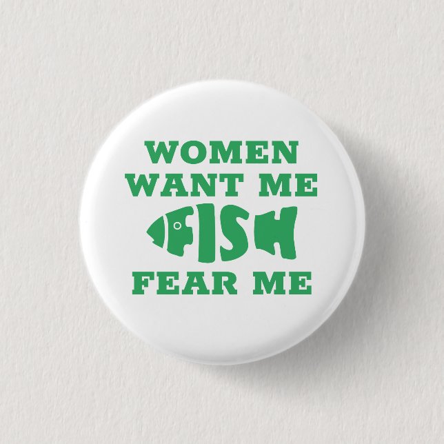 Fish fear me 1 inch round button (Front)