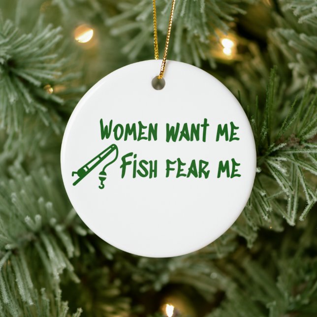 Fish Fear Me, Fishing Fisher Ceramic Ornament (Tree)