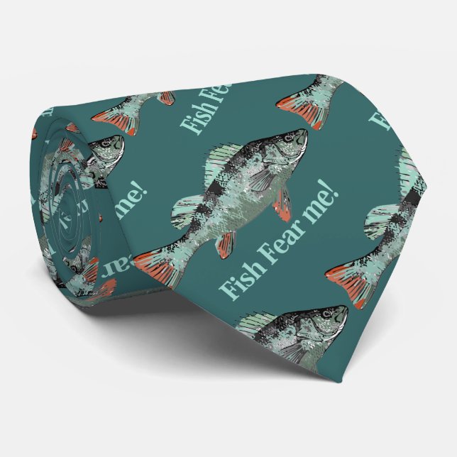 Fish Fear Me Fun Quote for Fisherman Tie (Rolled)