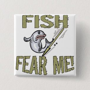 Fish Fear Me T-shirts and Gifts 2 Inch Square Button